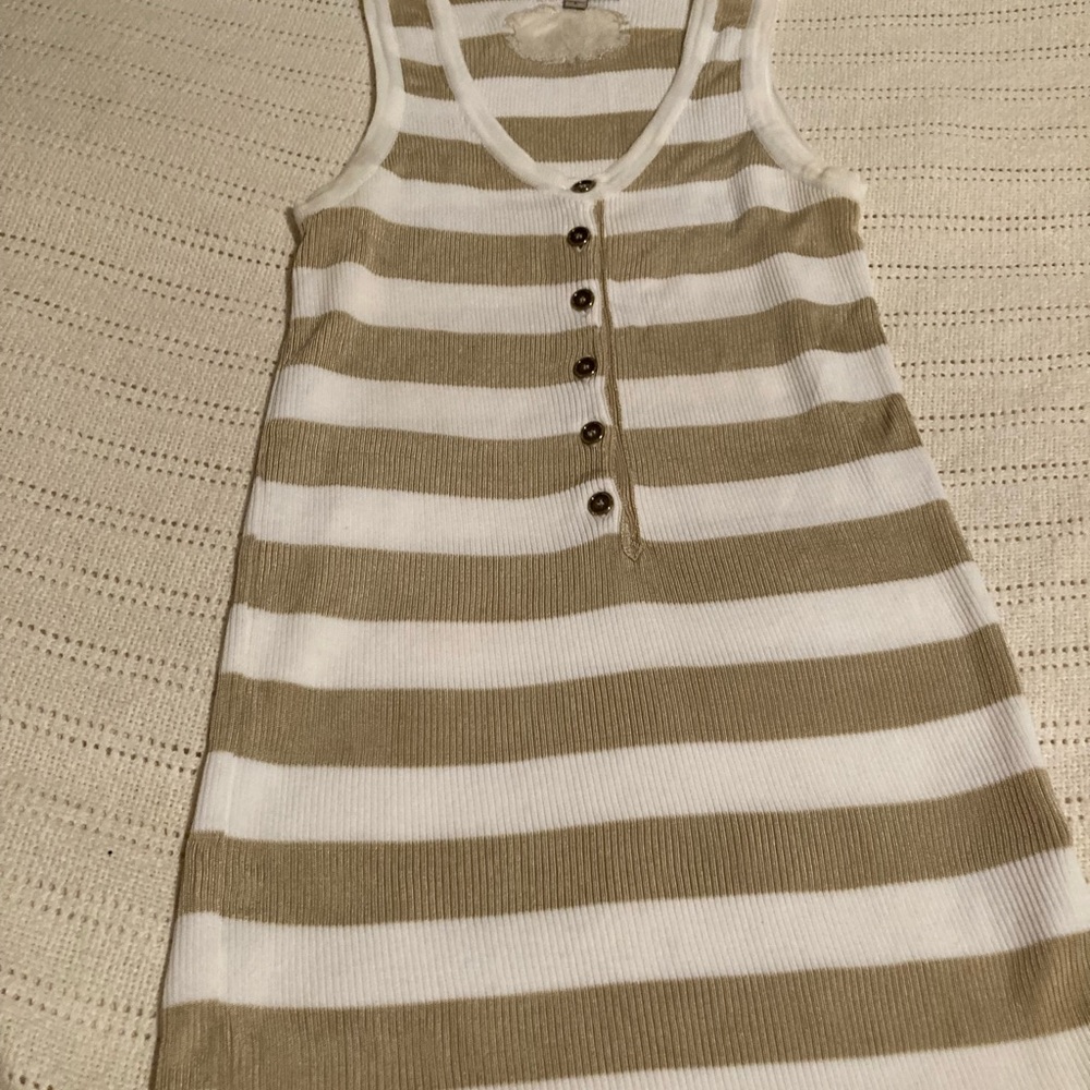 Burberry tank top white w/ gold stripes